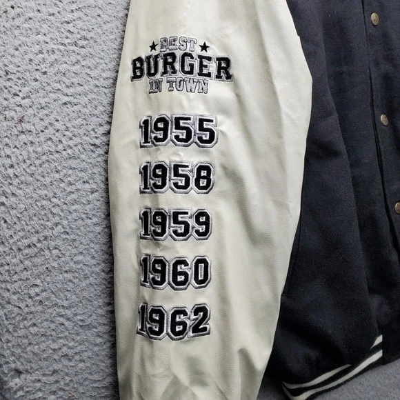 Steve & Barry's Bomber Varsity Jacket Men XL Multicolor Athletic Fit Snap Button - Picture 13 of 15